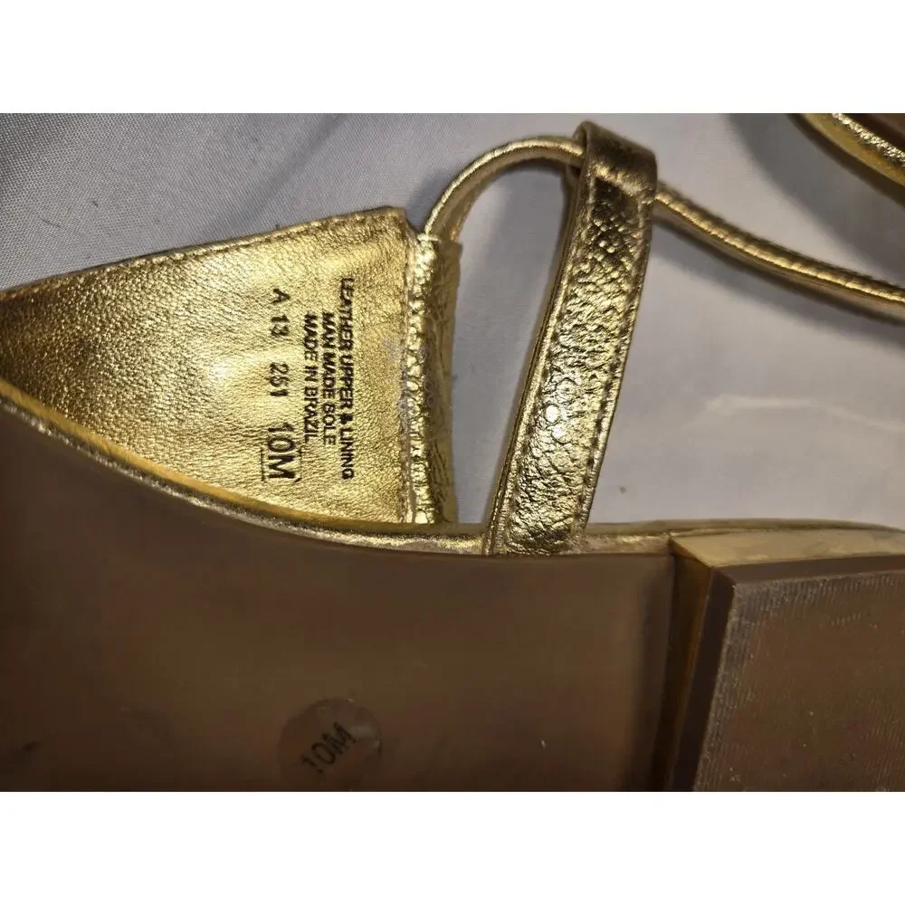 Tory Burch Britton Gold Metallic Thong Sandals US Womens Size 10M Cruise Shoes